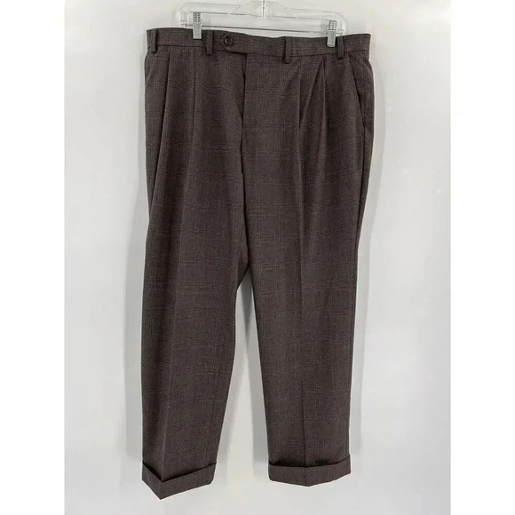 Ralph by Ralph Lauren Men's Pleated Dress Pants Slacks 38"W x 31"L Gray Plaid - Picture 3 of 8